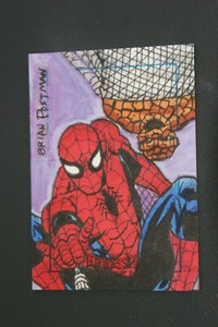 2008 Marvel Fantastic Four Archives Sketch Card POstman Spiderman Thing