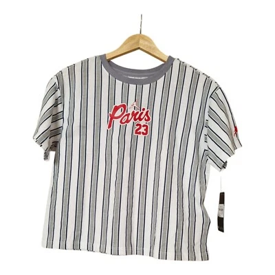 Jordan Striped Baggy Slightly Crop T Shirt Age 13-15 Years Bnwt - Image 1 of 4