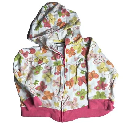 Baby Girls Jacket 18 Months 100% Cotton Long Sleeve Butterflies Zipper - Image 1 of 4