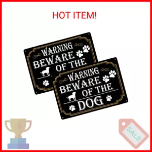 WOSTOD Warning Beware of The Dog Vintage Metal Tin Signs for Fence Lawn Garden Y - Picture 1 of 2
