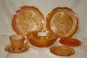 Iris iridescent Beaded Berry Bowl, Dinner Plates, Cup/Saucer, Sherbet Plates - Picture 1 of 12