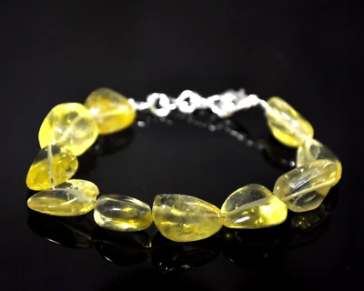 Naturale Limone Topazio Liscio Pepite, Giallo Gemma Bracciale con Perline - Immagine 1 di 3