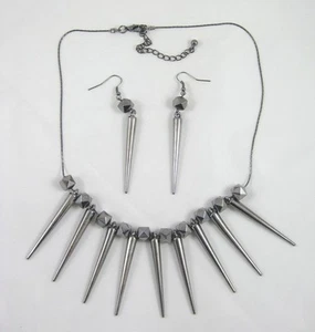 Hermoso Nuevo Juego de Collar y Pendientes de Punta de Metal Pistola de 18" #N2229 - Imagen 1 de 2