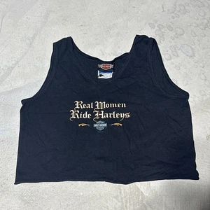 Vintage Harley Davidson Real Women Ride Harleys Black Women's Tank Top SZ S - Picture 1 of 12