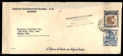 Capa Mayfairstamps Colombia Avianca to Miami FL aau_76613 - Imagem 1 de 2
