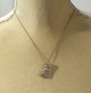 FZN Sterling Silver Necklace Heart Pendant CZ Rose Gold Plated - 18 in Length - Picture 1 of 8