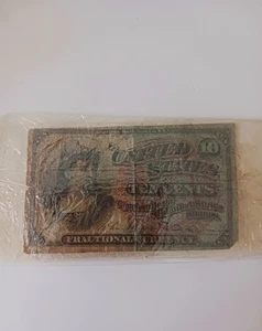 1863 United States 10 Cent Fourth Issue Fractional Currency Note - Picture 1 of 13