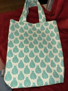 Reusable Canvas Tote Ladybug Print In Teal Mozi Designed In Australia - Picture 1 of 8
