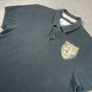 Y2K American Eagle Poloshirt Herren Größe Large schwarz kurzarm bestickt - Bild 1 von 9