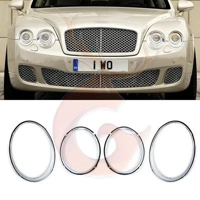 4x For Bentley Continental Flying Spur 2006-11 Chrome Headlight Trim Bezel Rims - Image 1 of 4