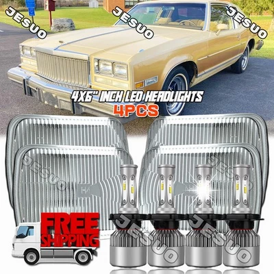 4PCS 4x6" LED Headlights Hi-Lo H4 Fit Buick Riviera 1977 1978 1979 1980-1985 DOT Foto 1 de 4