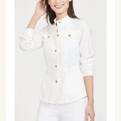 Куртка на пуговицах J. McLaughlin 100% лен белая Vista сафари размер маленький - Изображение 1 из 4