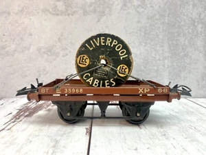 Vintage Hornby "Liverpool Cables" "NE" 0-gauge Flat Car w/ Cable Drum - Picture 1 of 8