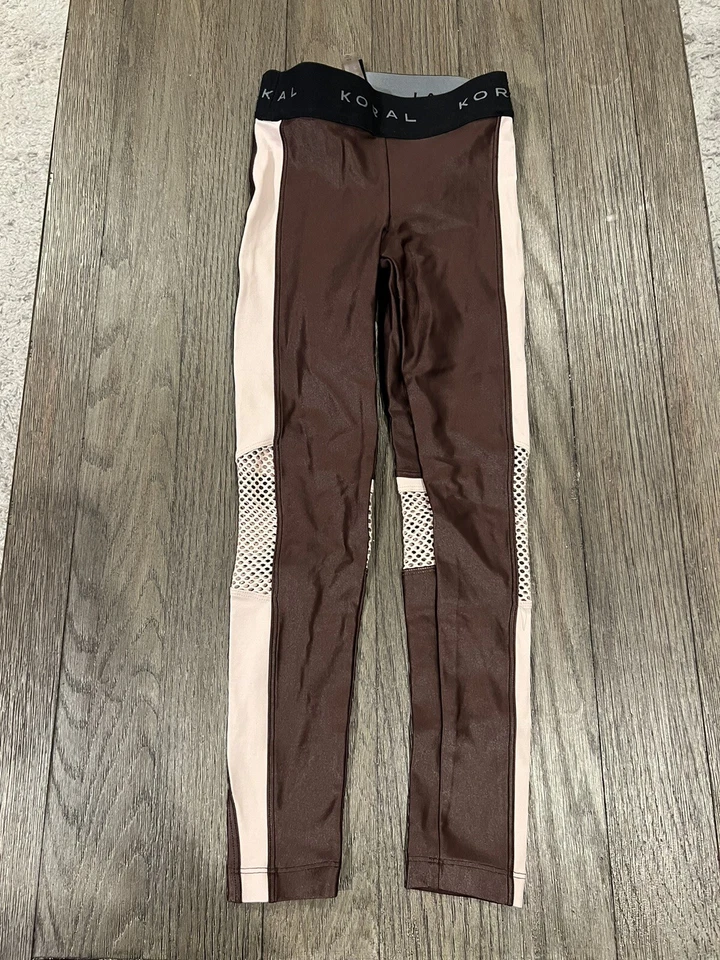 Womens Koral Shiny Brown Beige Spandex Leggings XS - Image 1 of 1
