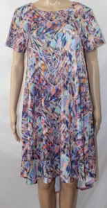 LulaRoe Purple Blue Orange Geometric Dress Hi-Lo Short Sleeves Stretch S - Picture 1 of 10