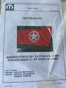 CALCOMANÍA PUERTA JEEP RENEGADE EJÉRCITO DE ESTADOS UNIDOS ESTRELLA NUEVA GENUINA 50928530 - Imagen 1 de 3