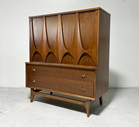 Broyhill Brasilia Mid Century Modern Walnut Gentleman's Chest Armoire Cover