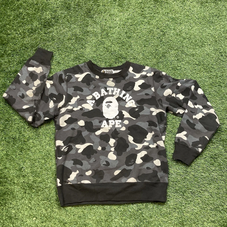 Bape Sweater Medium A Bathing Camo Glow Ape College Logo Nigo Pullover Crewneck - Image 1 of 4