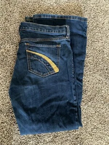 Jeans Old Navy The Diva 14 Reg gamba svasata elasticizzato blu scuro denim ricamato pkt - Foto 1 di 7