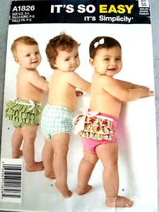 Simplicity A1826 Baby DIAPER COVER S-L weight 13-24 pattern Uncut FF 2012 - Picture 1 of 5