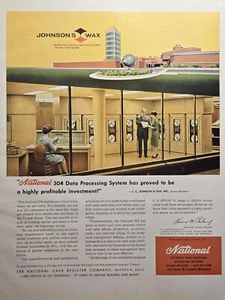National 304 Electronic Data Processing Room Johnson Wax Vintage Print Ad 1961 - Picture 1 of 4