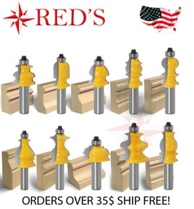 REDS Y80808-8 - 10 Piece Decorative Molding Router Bit SET 1/2" Shank - Picture 1 of 11
