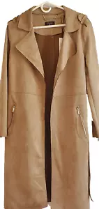 Tahari Faux Suede Topper Coat Long Duster Size XL Cafe Mocha New with Tags - Picture 1 of 17