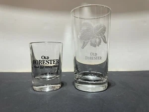 Two (2) Different Styles of Old Forester Bourbon Whiskey Glasses Made by Libbey - Picture 1 of 12