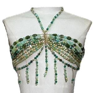 Womens Beaded Bra Beach Bralette Ladies Rhinestone Chest Harness Party Top Vest - Picture 1 of 10