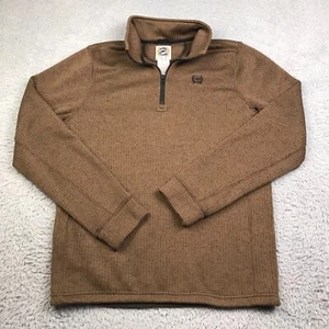 Cinch Sweater MensS Brown Knit Stretch 1/4 Zip Western Pullover Jacket - Picture 1 of 11