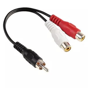 1 RCA Male Mono to 2 RCA Female Stereo Audio Splitter A/V Y Cable Lead - Picture 1 of 5