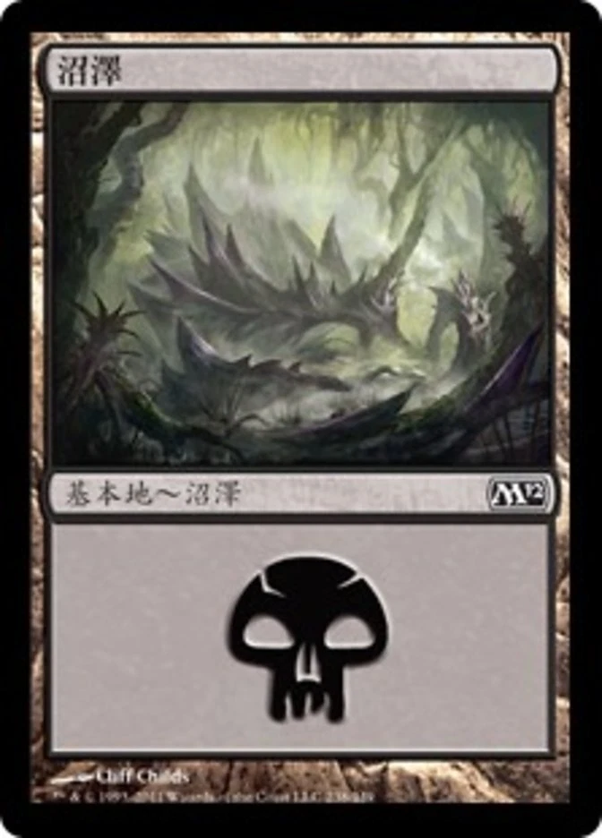 1x FOIL Swamp MTG M12 #238 Magic Taiwan Traditional-C NM/Unplay Land C card - Image 1 of 1