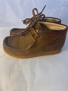 Clark’s Classic Wallabee Leather High Top Shoes Kids Size 12 W Brown Lace Up - Picture 1 of 11