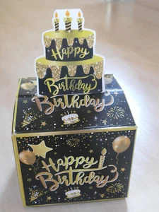 Geldgeschenk, Box, Geburtstag, Geschenkbox, Geld, Happy Birthday, schwarz-gold - Bild 1 von 8