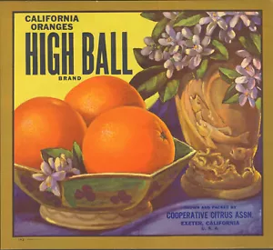 *Original* HIGH BALL Exeter California Orange Crate Label KEINE KOPIE! - Bild 1 von 1