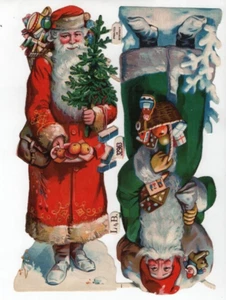 Tarjeta Comercial Victoriana Años 1880 7"x9.5" Navidad Papá Noel Troquelada VTC-X6 - Imagen 1 de 2