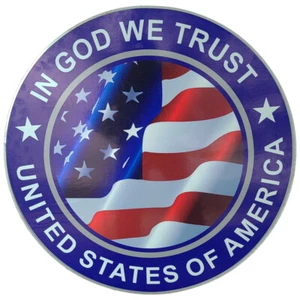 Circular US American Flag Wall Plaque Home Décor Patriot Hanging Display Piece - Picture 1 of 2