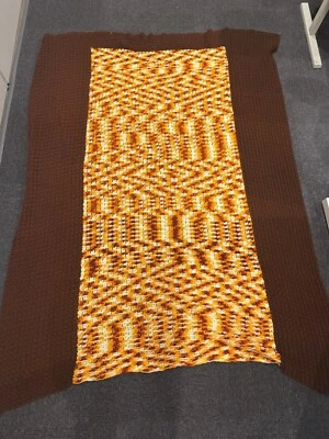 Large Granny Crochet Afghan Blanket Retro Fall Colors 85”x 65” - Image 1 of 4