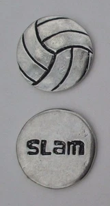 H1 Volleyball slam basic spirit HANDCRAFTED PEWTER POCKET TOKEN CHARM coin - Picture 1 of 3