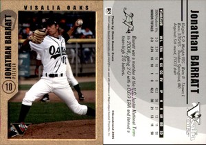 Jonathan Barratt 2005 Grandstand Visalia Oaks #NNO Card *AutographDen*