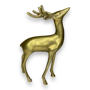 Vintage Brass Deer Figurine Buck 6.5 Inches Unbranded Made In Korea - Picture 1 of 5
