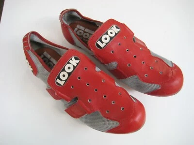 Zapatos de ciclismo de aspecto vintage con tacos muy poco uso, talla 6, rojo, imitación cuero Foto 1 de 4