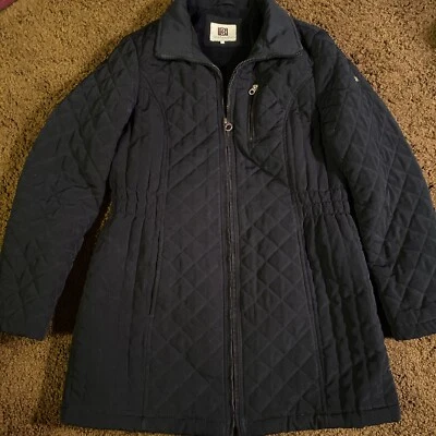 Jaqueta acolchoada feminina Laundry By Design zíper completo grande azul marinho casaco em excelente estado usado** - Imagem 1 de 4