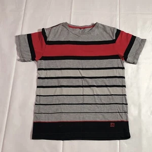 Boys Small T Shirt Short Sleeve Striped Casual Classiccore Gray Tee - Picture 1 of 11