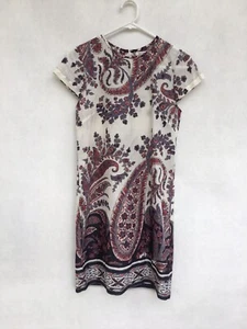 🦉 Isabel Marant Etoile Cotton Paisley Print Cap Sleeve Shift Dress Size 34 6 - Foto 1 di 6