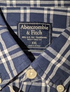NWT Abercrombie & Fitch Navy Plaid Dress Shirt XXL - Picture 1 of 9