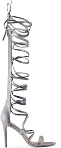 Gladiator Lace Up Heeled Sandals Strappy Knee High Stiletto Heels Open Toe - Picture 1 of 10