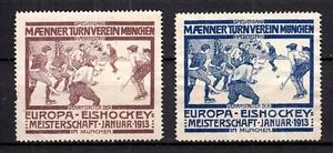 425179/ Lotto francobolli pubblicitari - club di ginnastica maschile Monaco di Baviera - hockey su ghiaccio - Foto 1 di 1