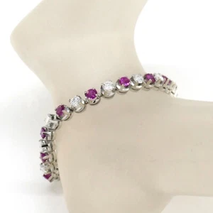 Tennisarmband 750/-18k Weißgold Rubinen ca. 3,60ct + 2,55ct. Brillanten 18,5 cm - Bild 1 von 6