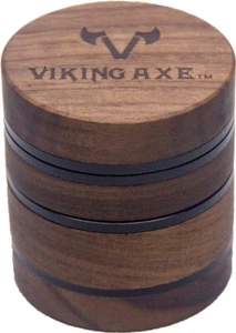 2.5'' 4 Piece Walnut Solid Wood Metal Herbal Herb Spice Grinder Crusher Black - Picture 1 of 12